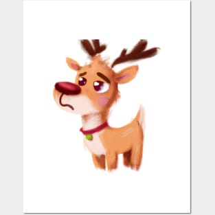 Cute Raindeer Drawing Posters and Art